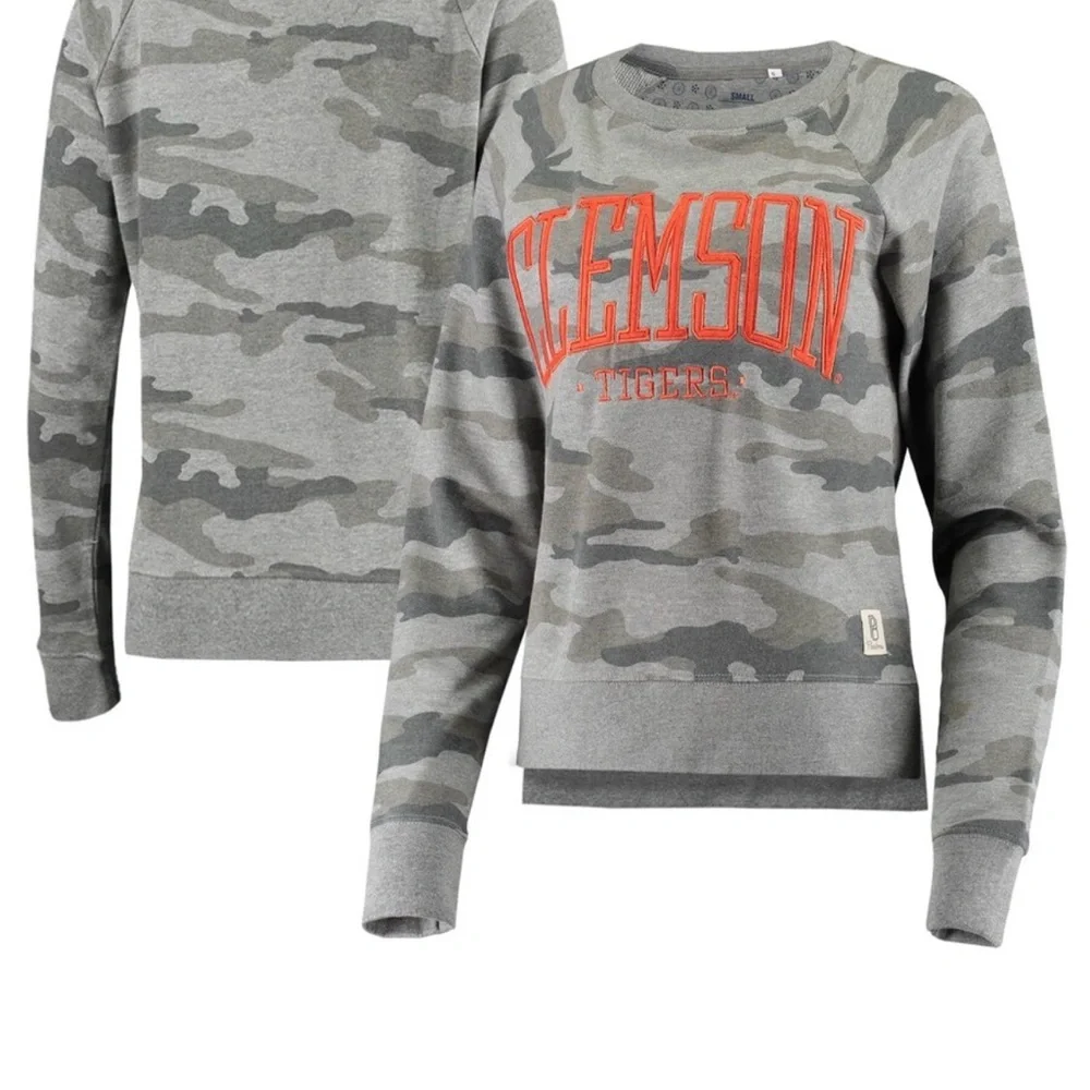 Pressbox Gray camo Clemson tigers Sweatshirt oversized women’s large shirt top - Picture 1 of 5